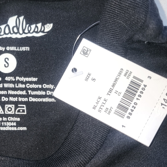 Black graphic women's T-shirt with white design, size small. - Picture 4 of 4